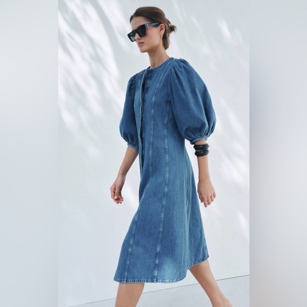 ZARA DENIM MIDI DRESS